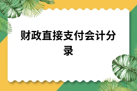 财政直接支付会计分录 财政直接支付会计分录